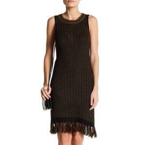 ROMEO AND JULIET Couture Mixed Knit Fringe Tank Dress